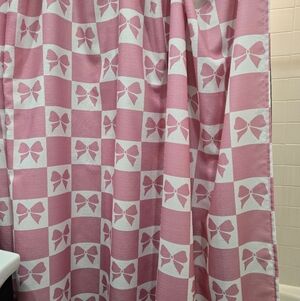 Betsey Johnson Pink and White Bow Shower Curtain Set